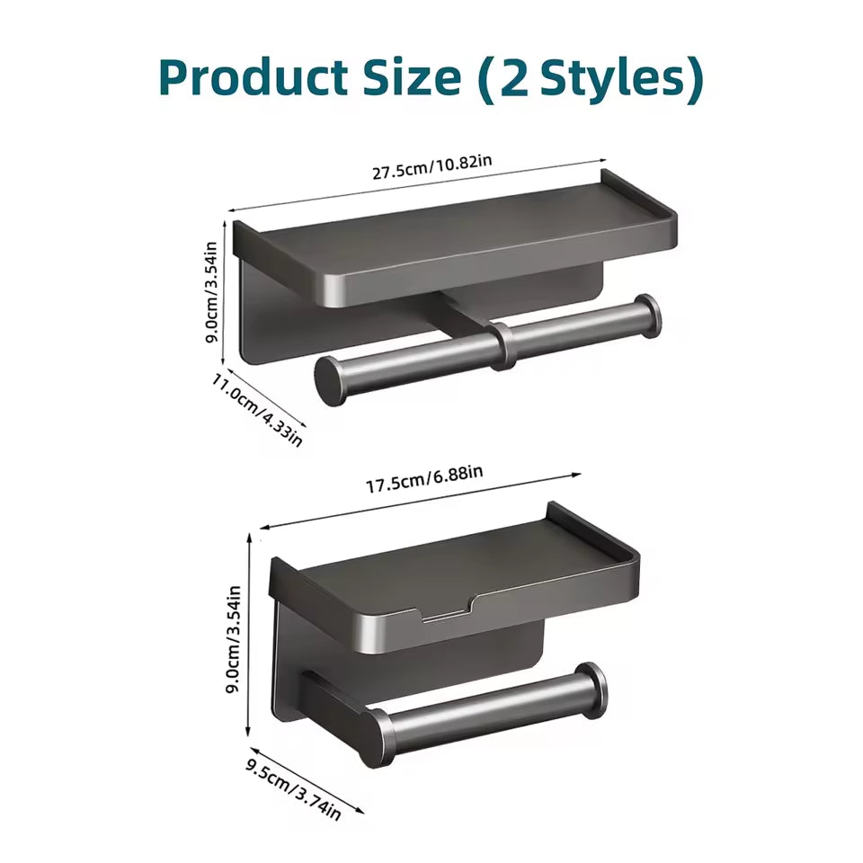 Double Roll Toilet Paper Holder with Shelf