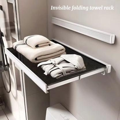 Retractable Folding Storage Rack – No-Drill Bathroom Shelf