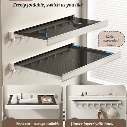 Retractable Folding Storage Rack – No-Drill Bathroom Shelf