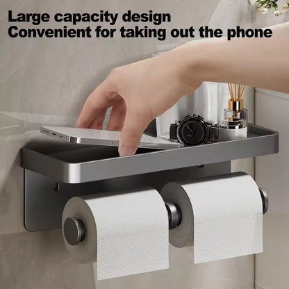 Double Roll Toilet Paper Holder with Shelf
