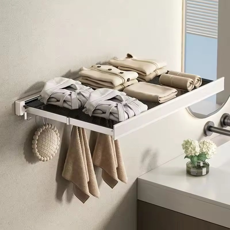 Retractable Folding Storage Rack – No-Drill Bathroom Shelf