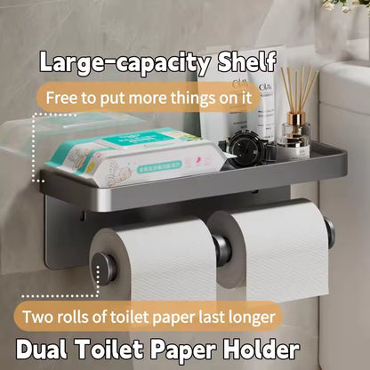 Double Roll Toilet Paper Holder with Shelf
