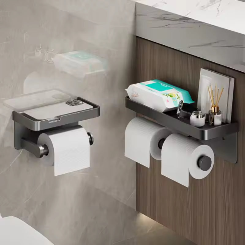 Double Roll Toilet Paper Holder with Shelf
