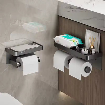 Double Roll Toilet Paper Holder with Shelf